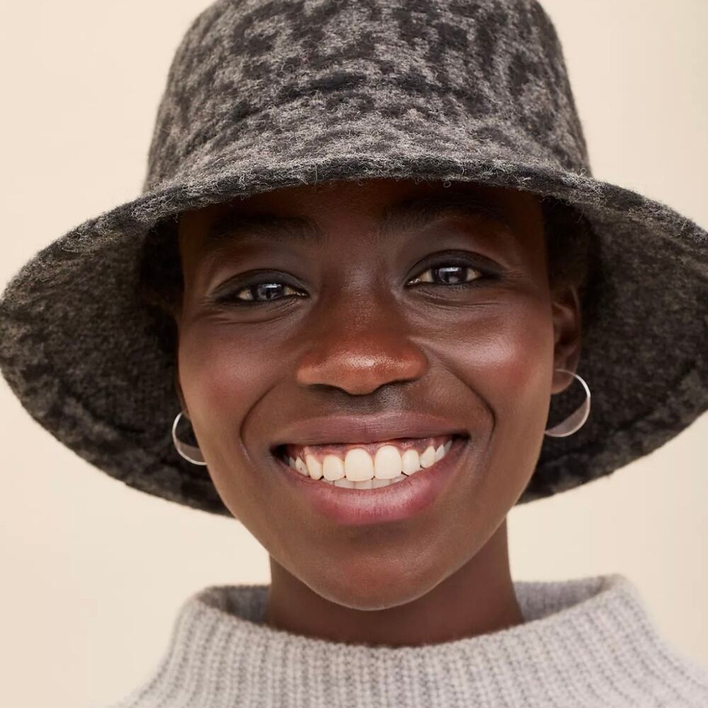 ANTHROPOLOGIE | Finn Cozy Bucket Hat Multi Print Wool Blend Cap | One Size